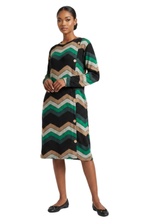 Long sleeve button detailed dress