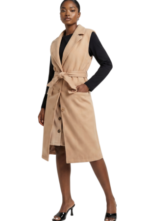 Sleeveless melton coat