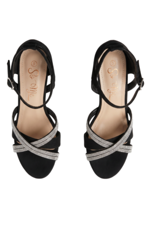 Hi block heel platform with strap