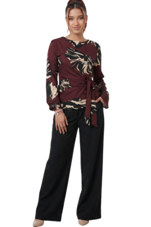 Long sleeve tie pleat top