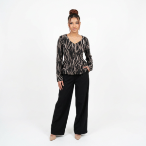 Long sleeve v-neck peplum top