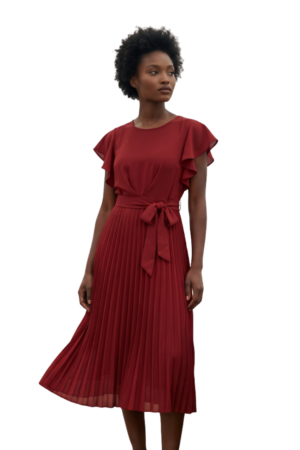 Pleated dress with zip