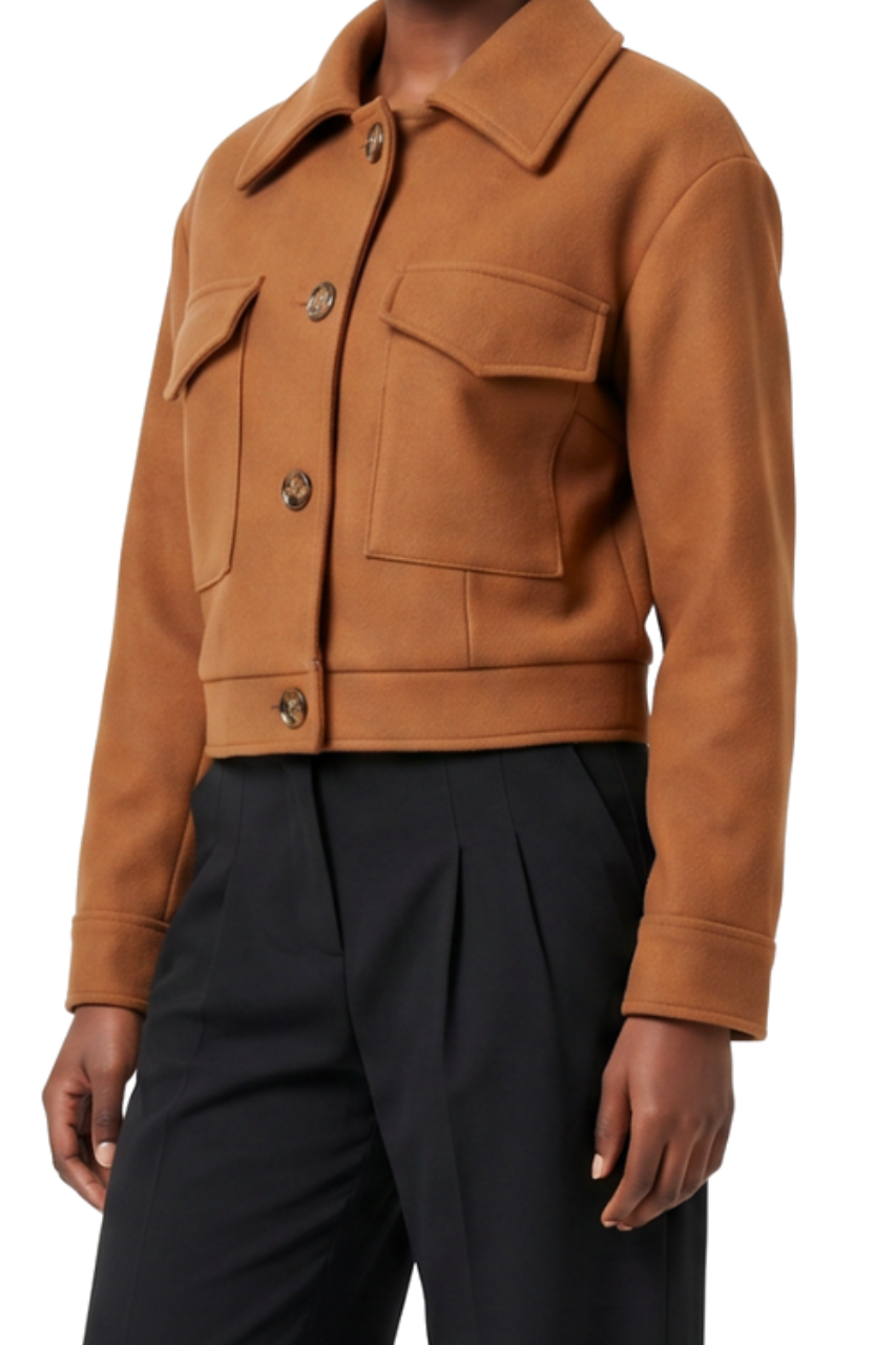 Short melton jacket with pockets