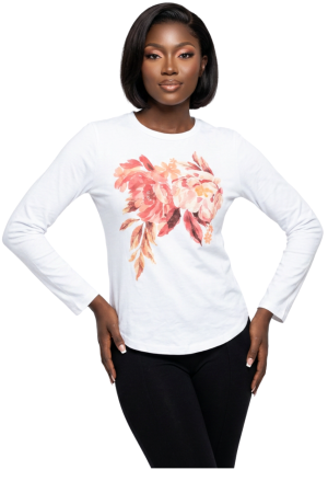 Flower print long sleeve top