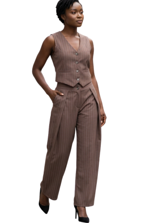 Front fold wide leg pants