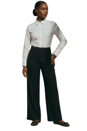 Wide leg button detailed pants