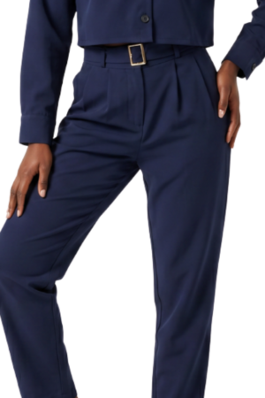 Pleat detail self belt pants