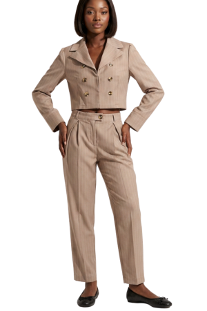 Wide leg pants with detailed pleat