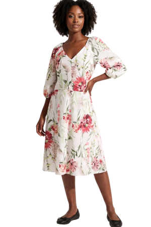 V-neck flare dress