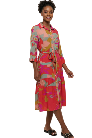 3/4 sleeve button front dress