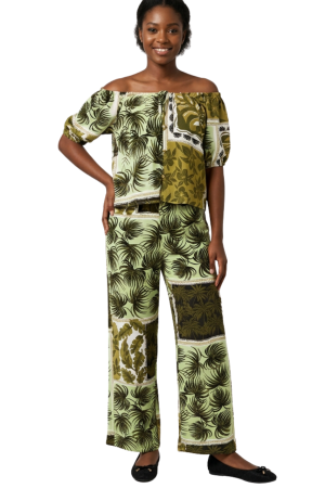 Wide leg printed pants