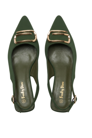 Pointy toe G-buckle sling back heel