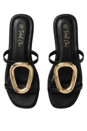 2 strap flatty with gold trim